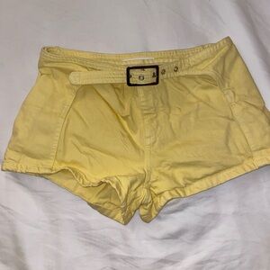 mango yellow denim shorts w belt